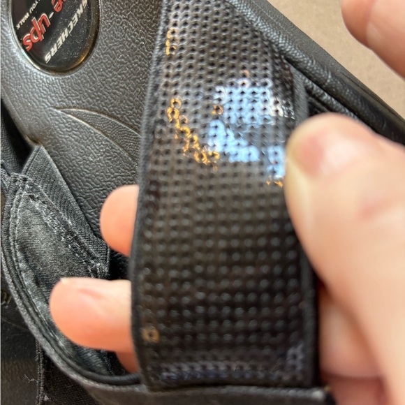 Skechers Tone Ups Black Sequin Platform Flip Sandals - Picture 6 of 8